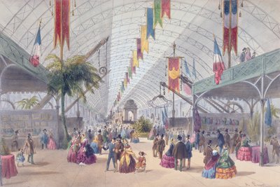 Innenansicht der Galerie des Machines und der Algerien-Abteilung der Pariser Ausstellung von 1855 von A Provost